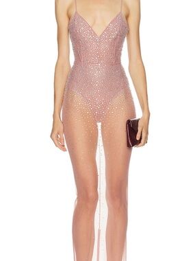 Alex Perry Crystal Mesh Column Dress